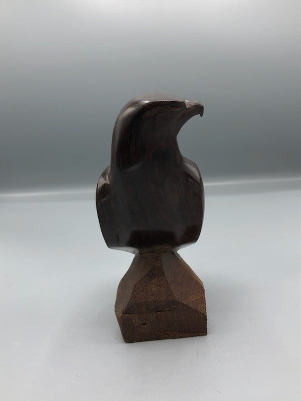 Dark wood bald eagle sculpture