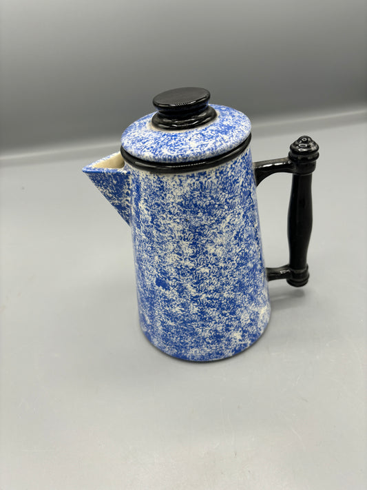 Vintage ceramic blue & white Spongeware coffee pot