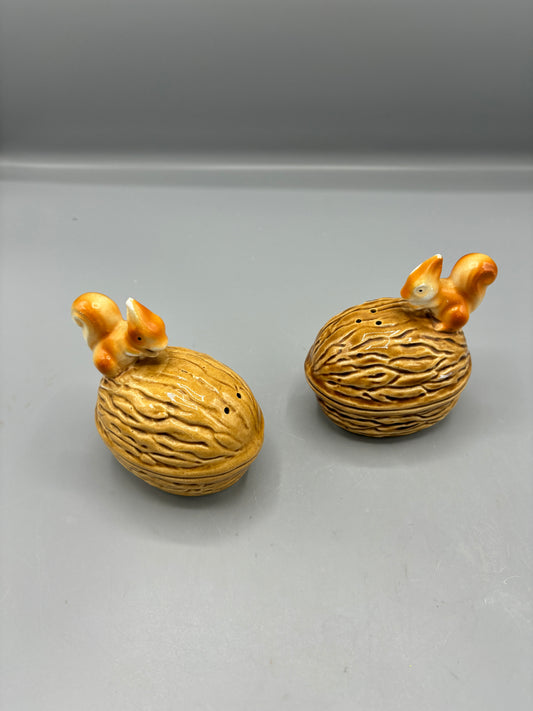 Vintage Squirrel & Nut salt and pepper shakers