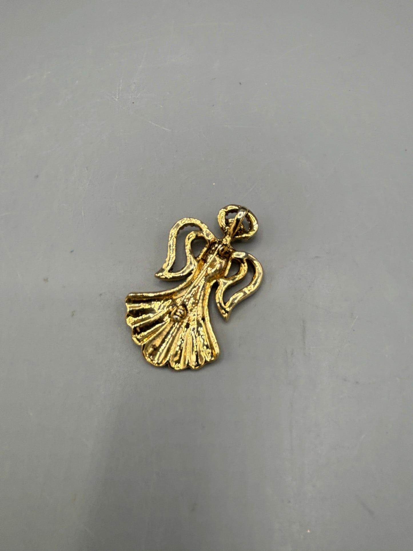 Gold tone & crystal Angel brooch