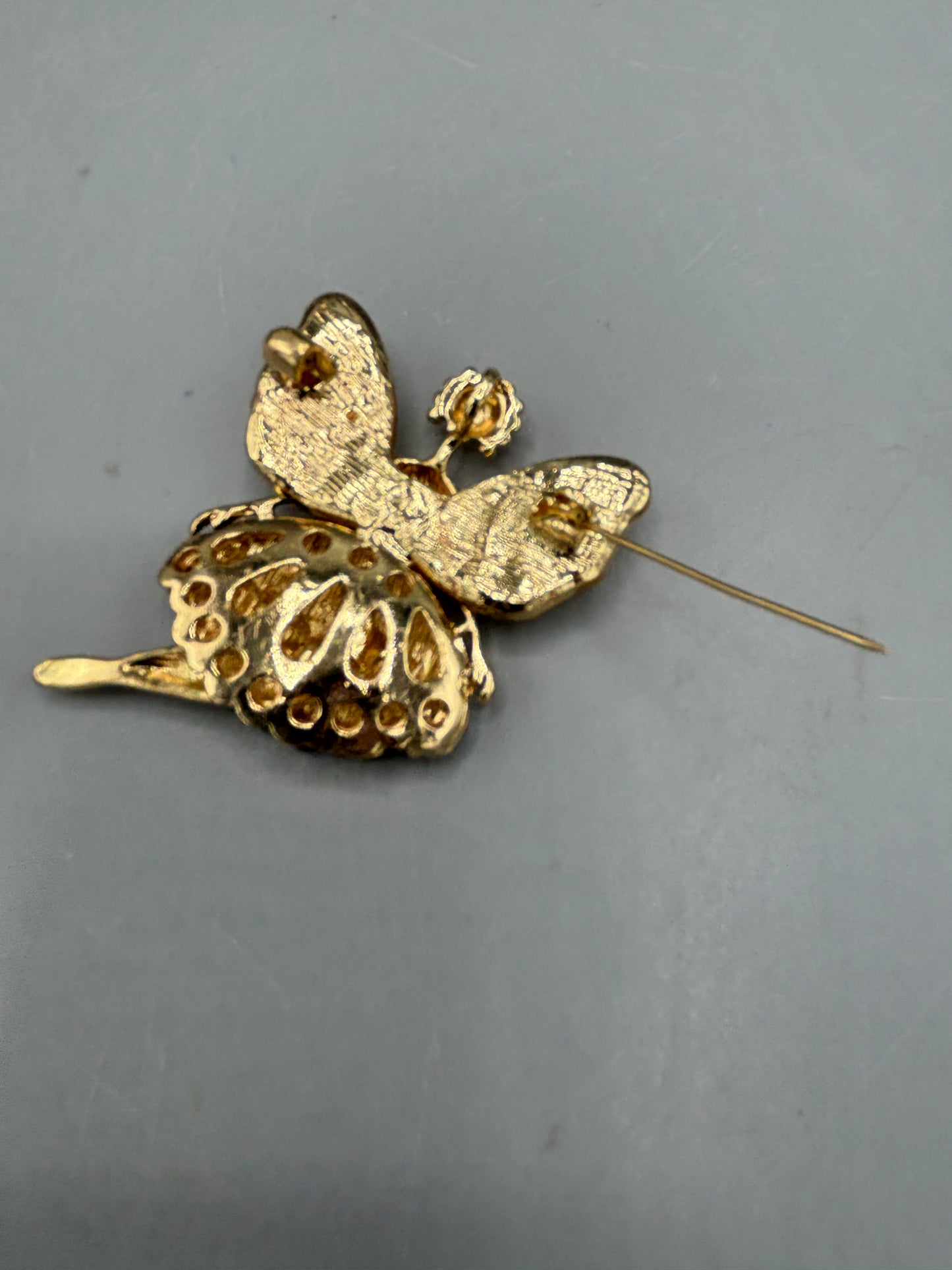 Gold tone magic fairy yellow brooch