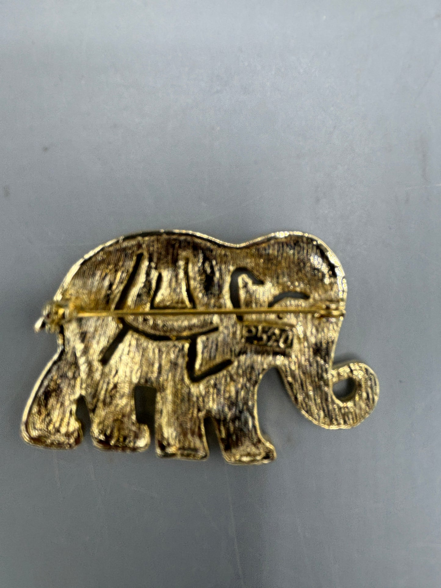 Gold tone Crystal Elephant brooch