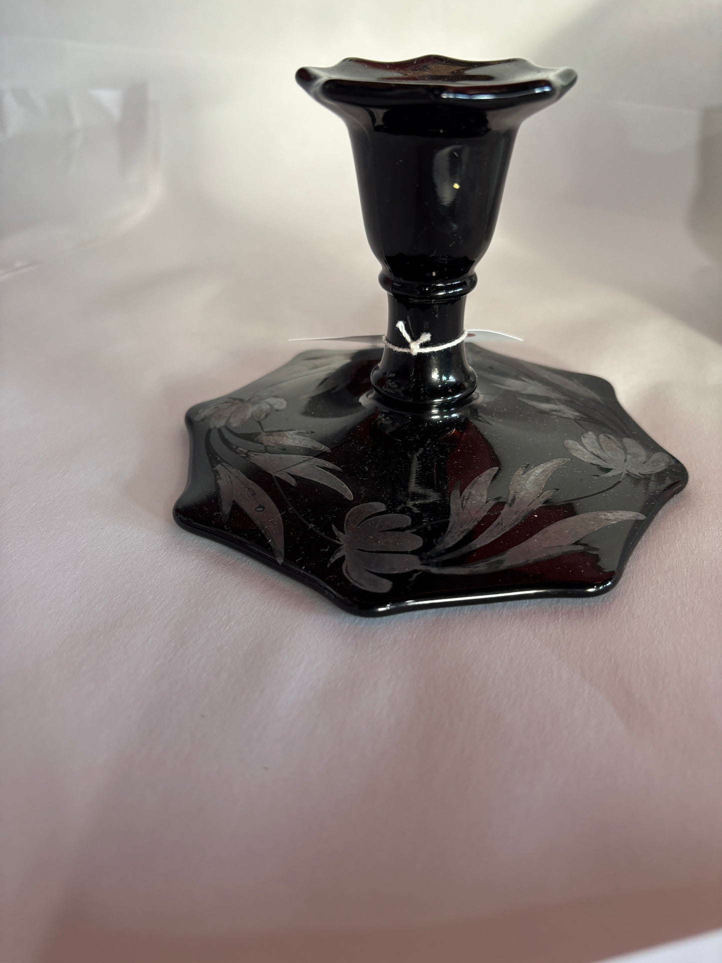 Black Amethyst candle holder with silver overlay