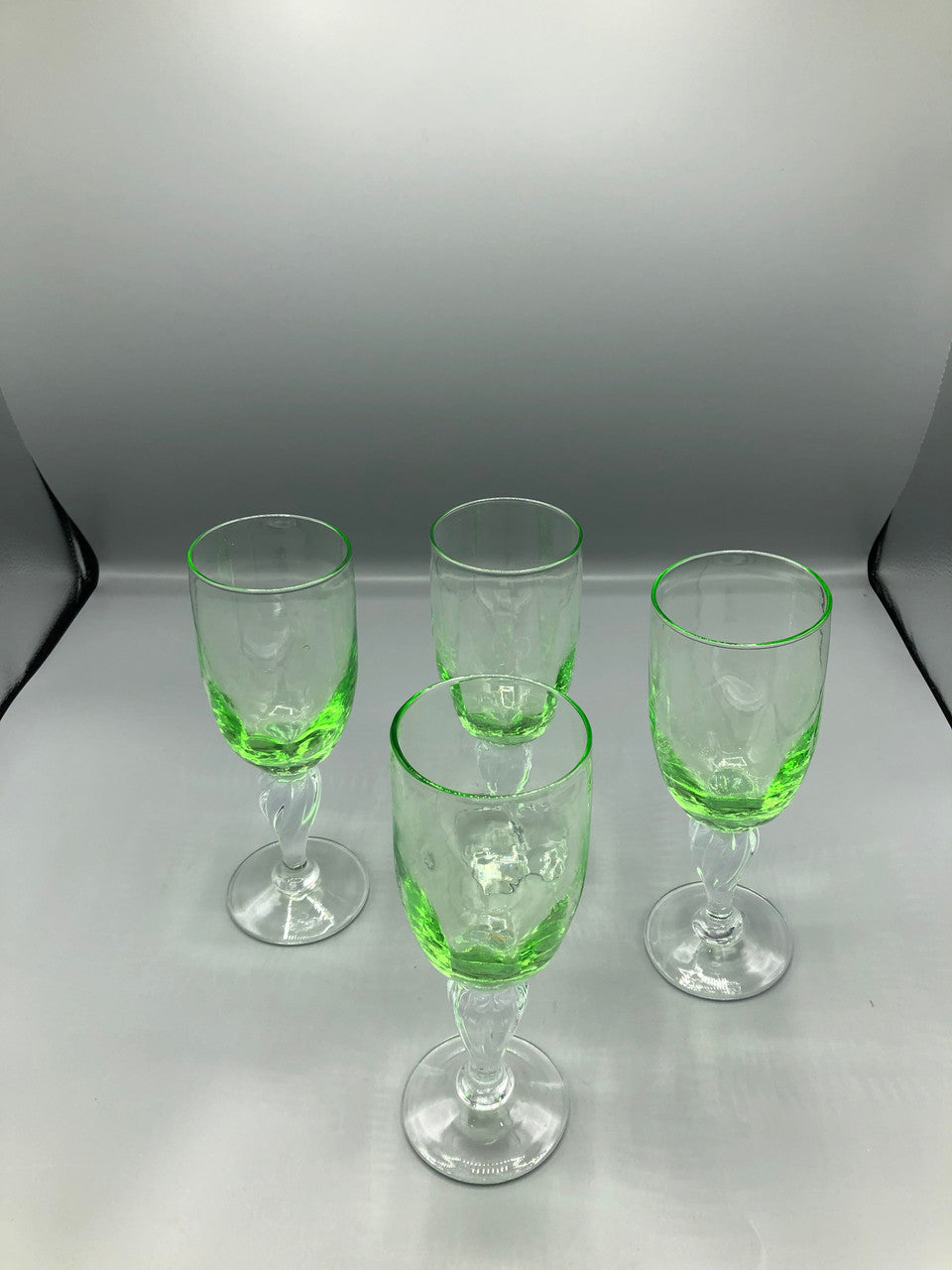 Set of 4 Green tinted glasses