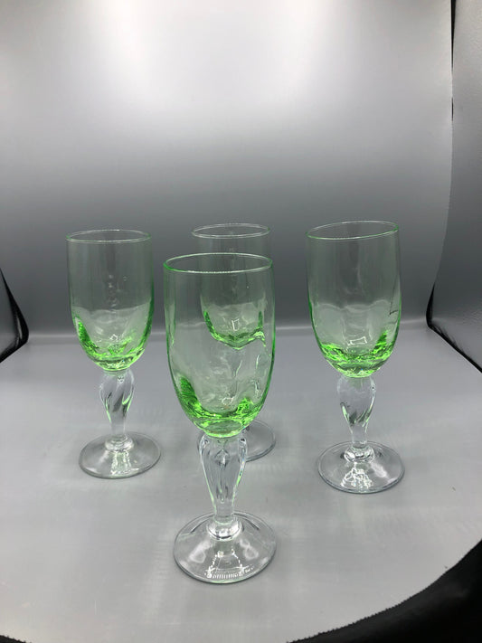 Set of 4 Green tinted glasses