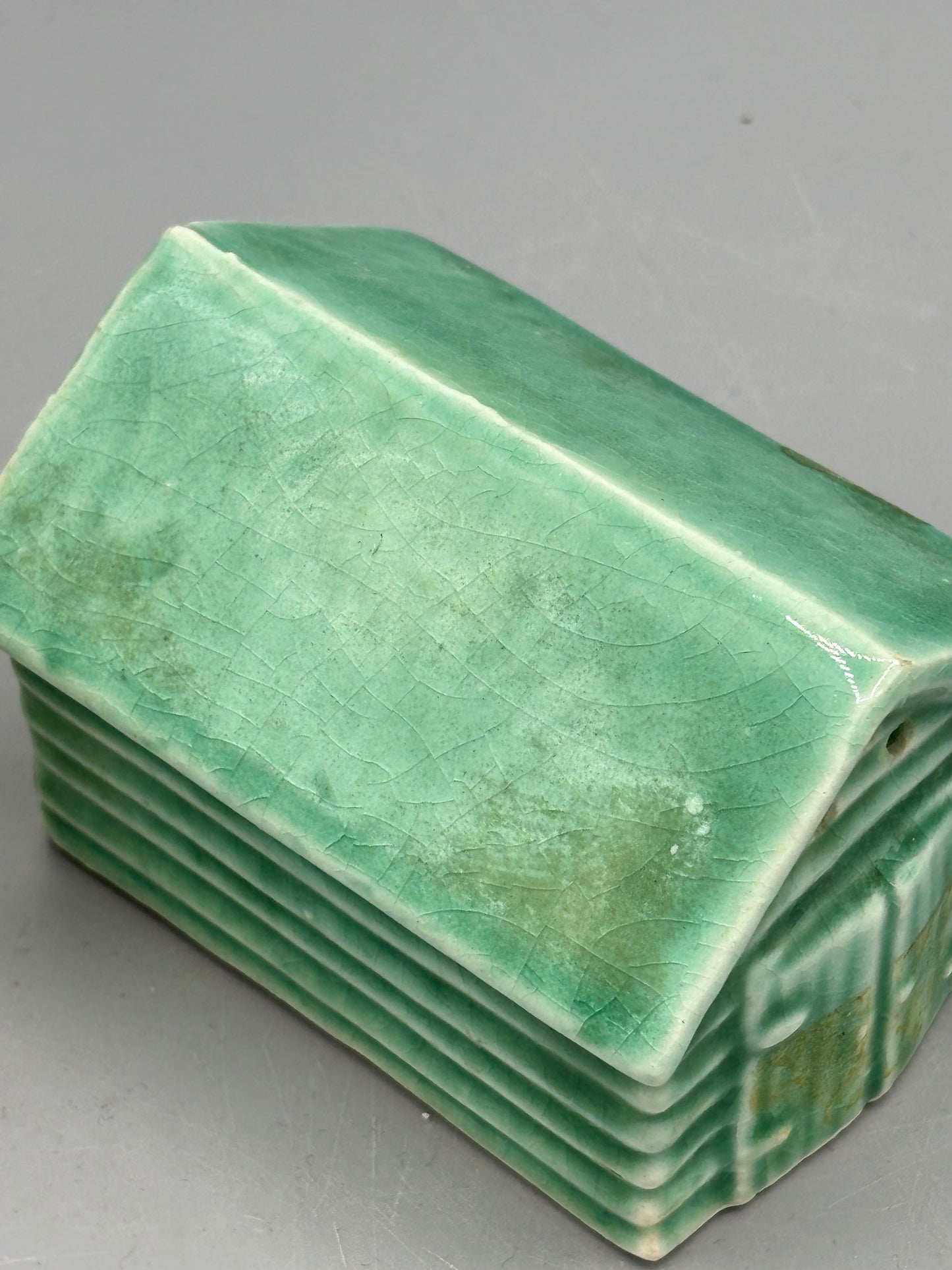 Vintage Ceramic green building Salt & Pepper