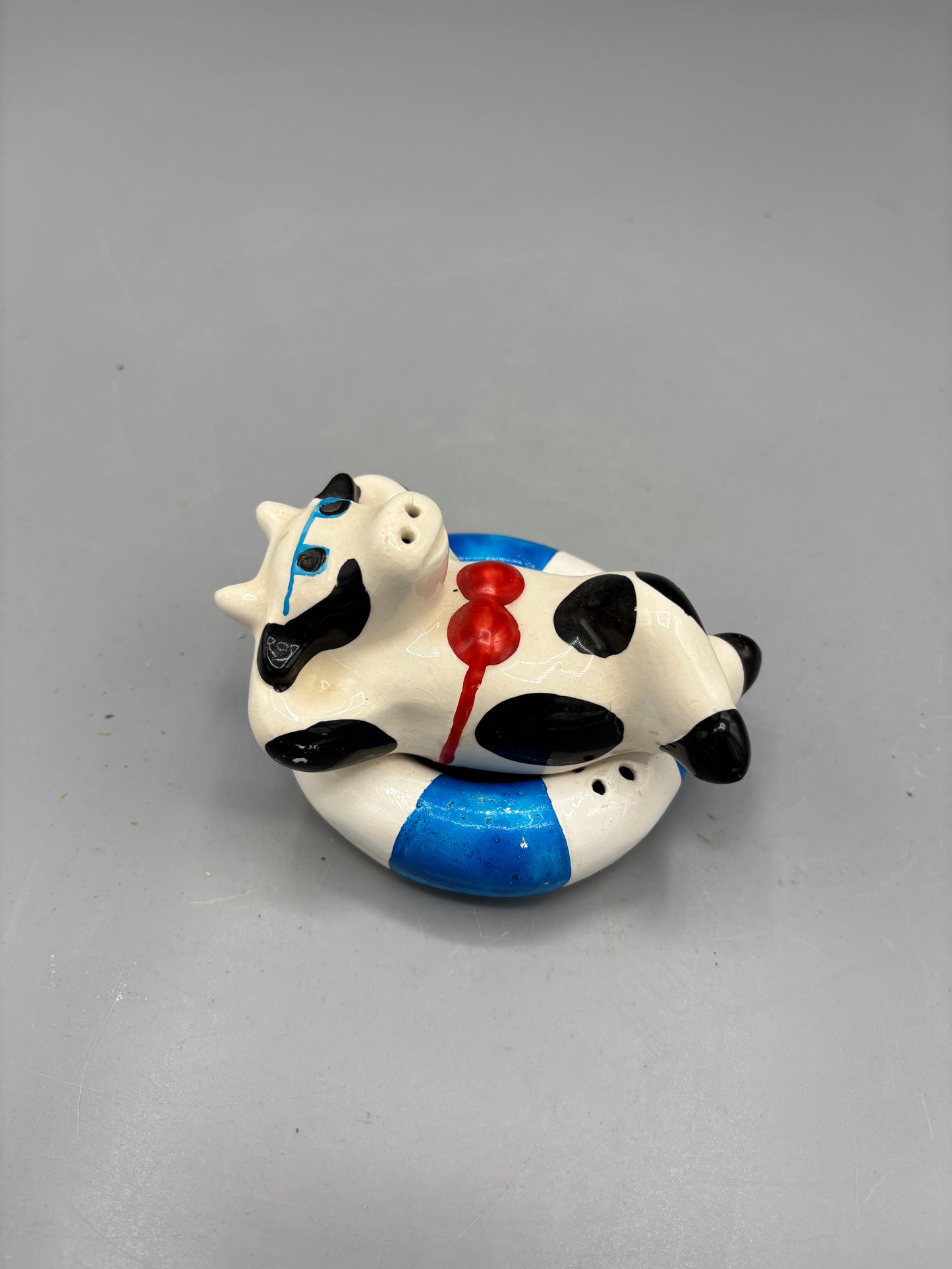 Vintage Beach Bum Cow on Raft Salt & Pepper