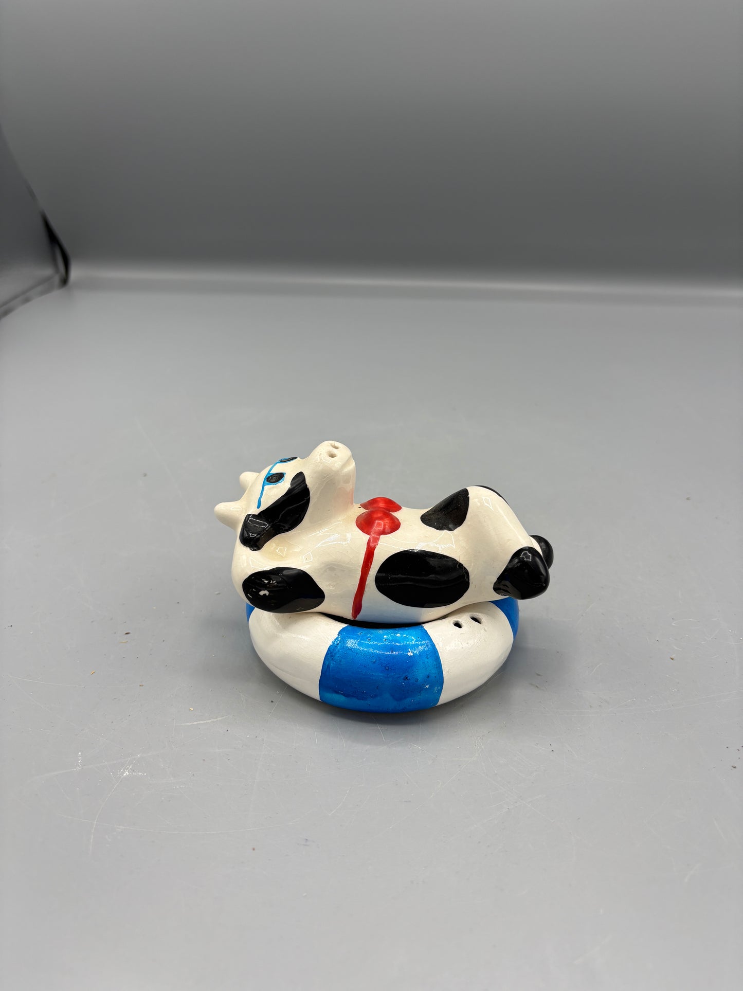 Vintage Beach Bum Cow on Raft Salt & Pepper