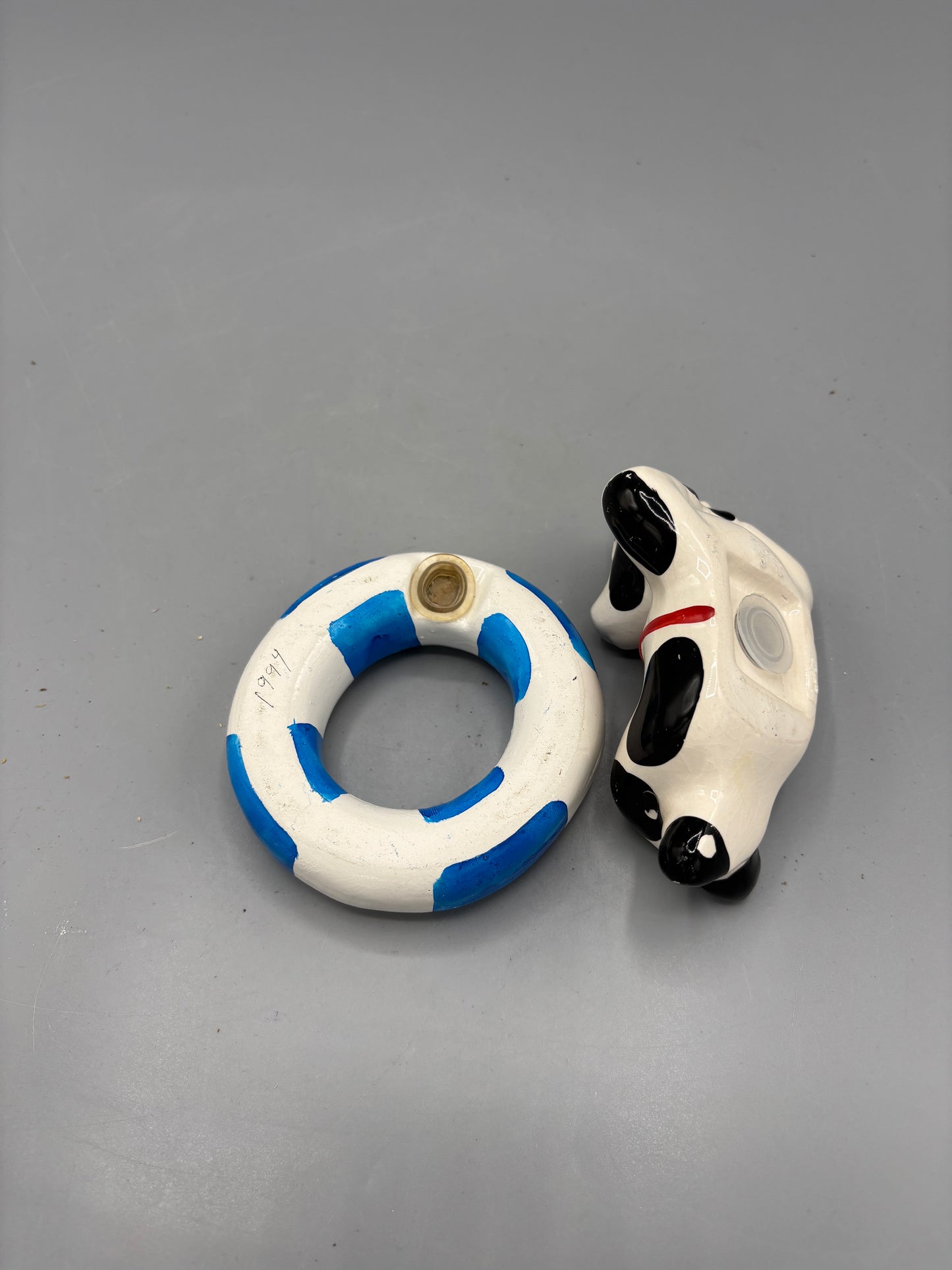 Vintage Beach Bum Cow on Raft Salt & Pepper