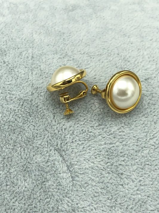 Napier faux pearl screw back earrings