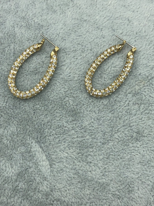 Gold tone crystal pair earrings