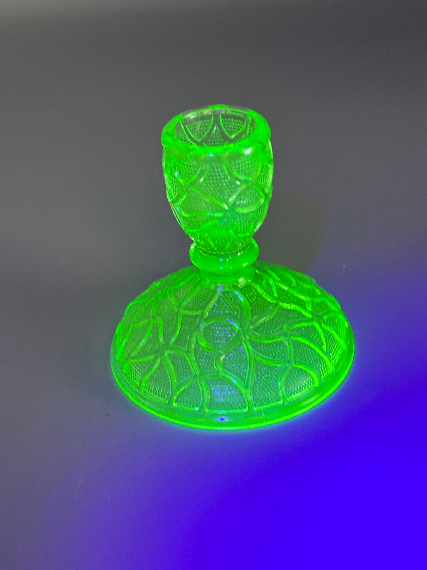Green depression deco console candle holder