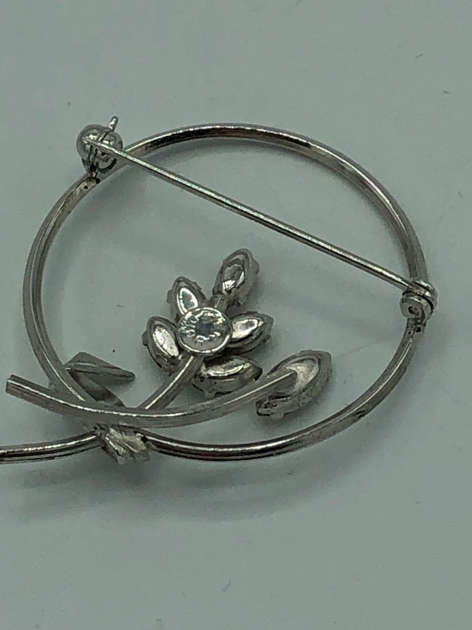 Silver Circle with Rhinestone Pin