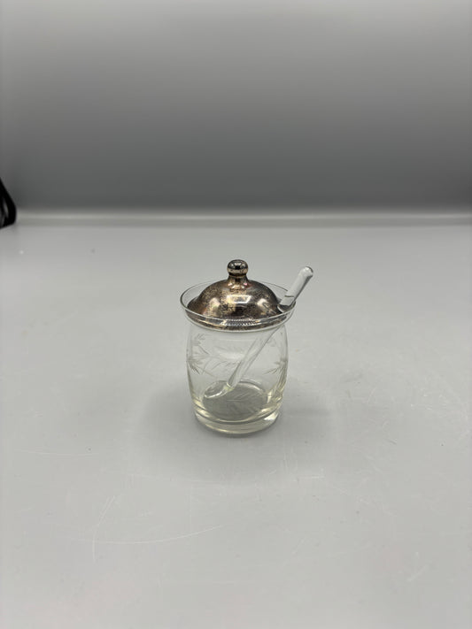 Mustard Pot with glass spoon & lid