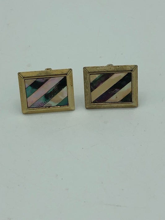 Vintage Mother of Pearl with Black Stripe Cuff Links