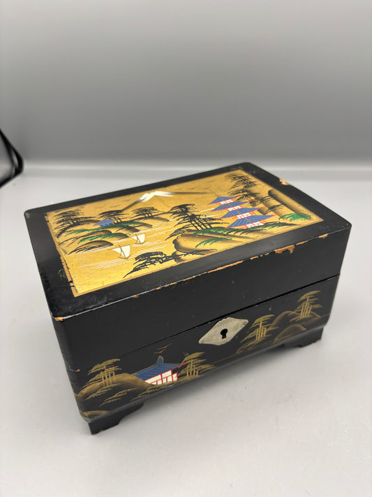 Japanese Lacquered jewelry box Ballerina music box