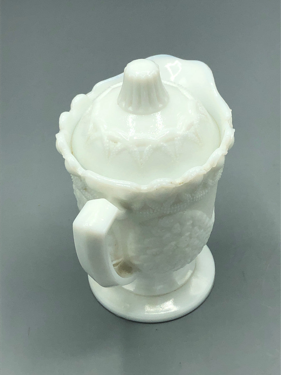 Strutting Peacock milk glass vintage creamer