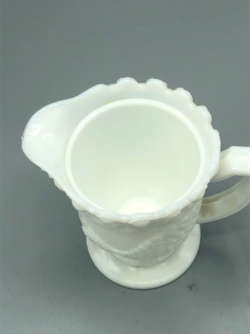 Strutting Peacock milk glass vintage creamer