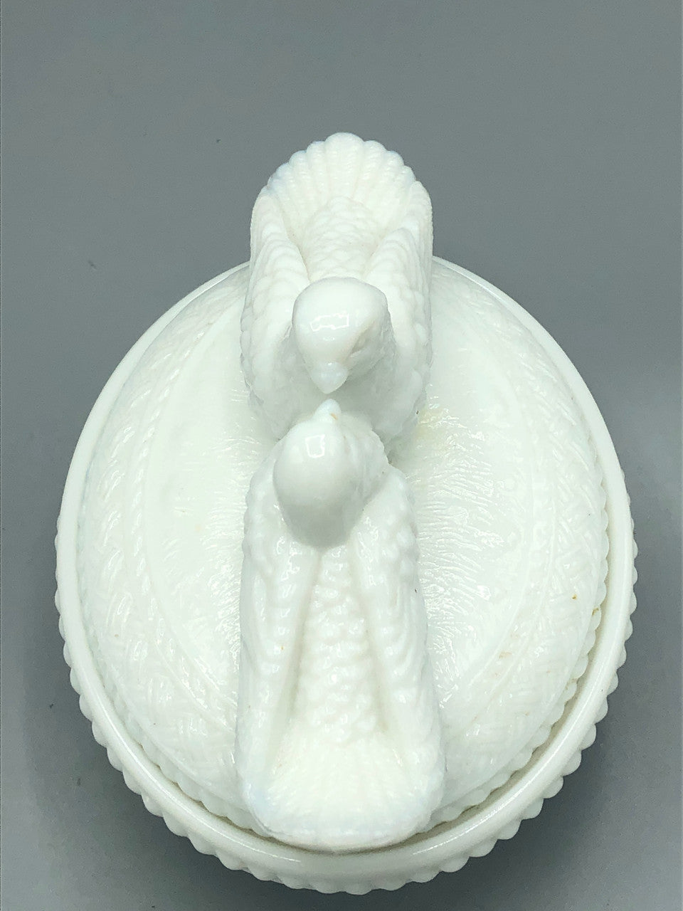 Westmoreland milk glass love birds cover dish