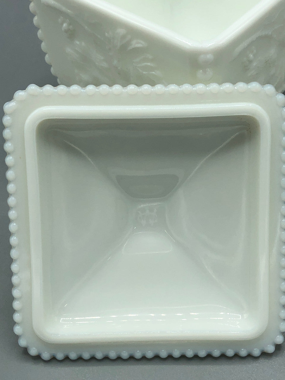 Vintage Westmoreland milk glass square candy compote