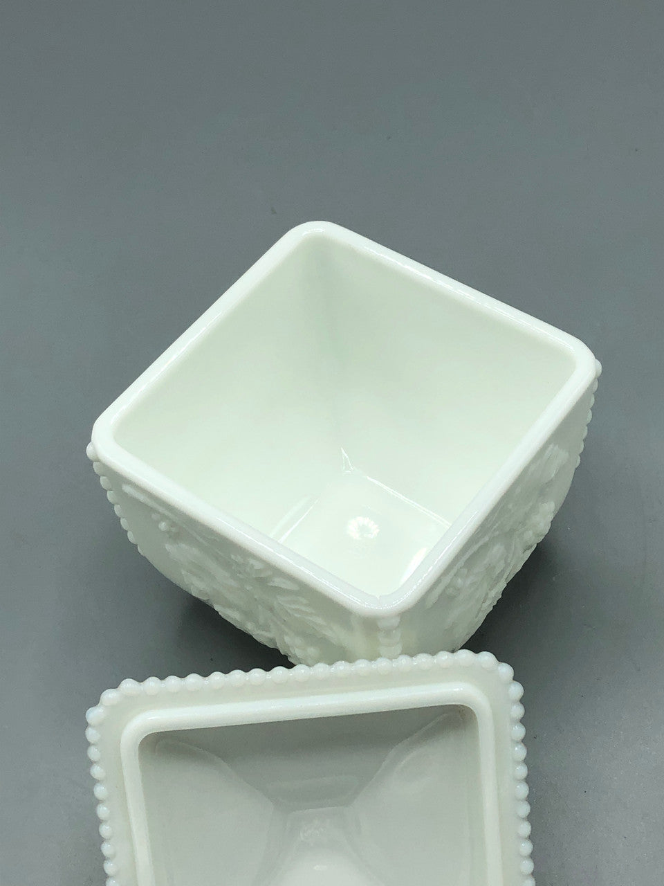 Vintage Westmoreland milk glass square candy compote