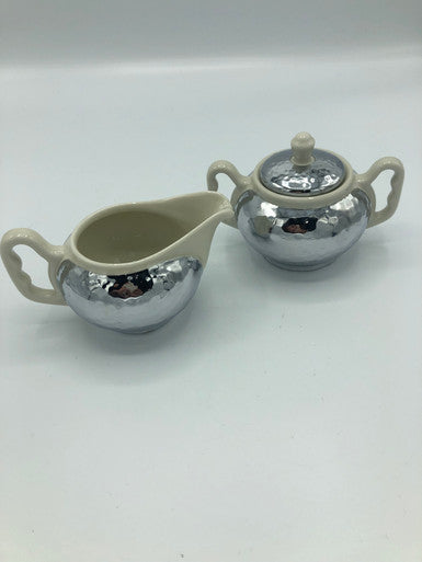 Bauscher German Cream Hammered Cream & Sugar