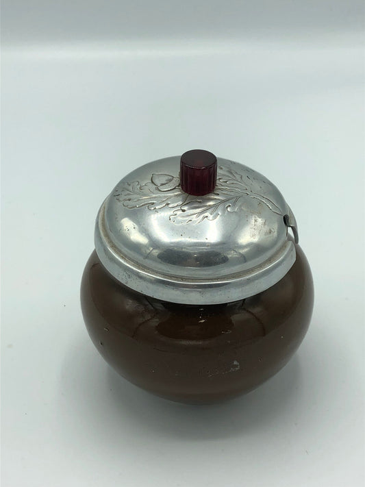 Condiment Container brown with silver lid