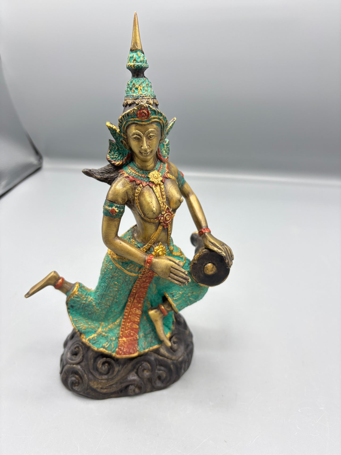 Vintage Thai painted bronze statue