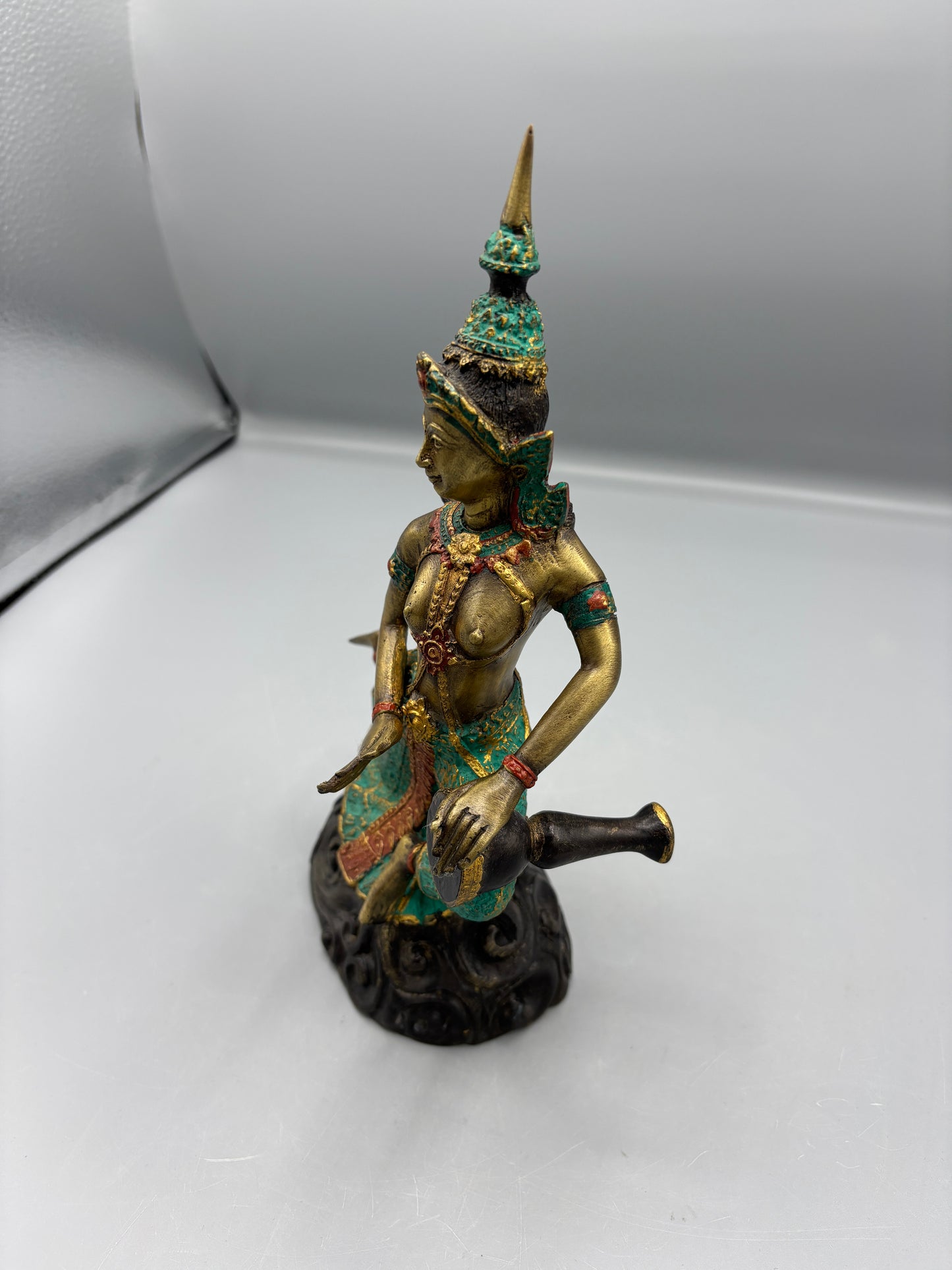 Vintage Thai painted bronze statue
