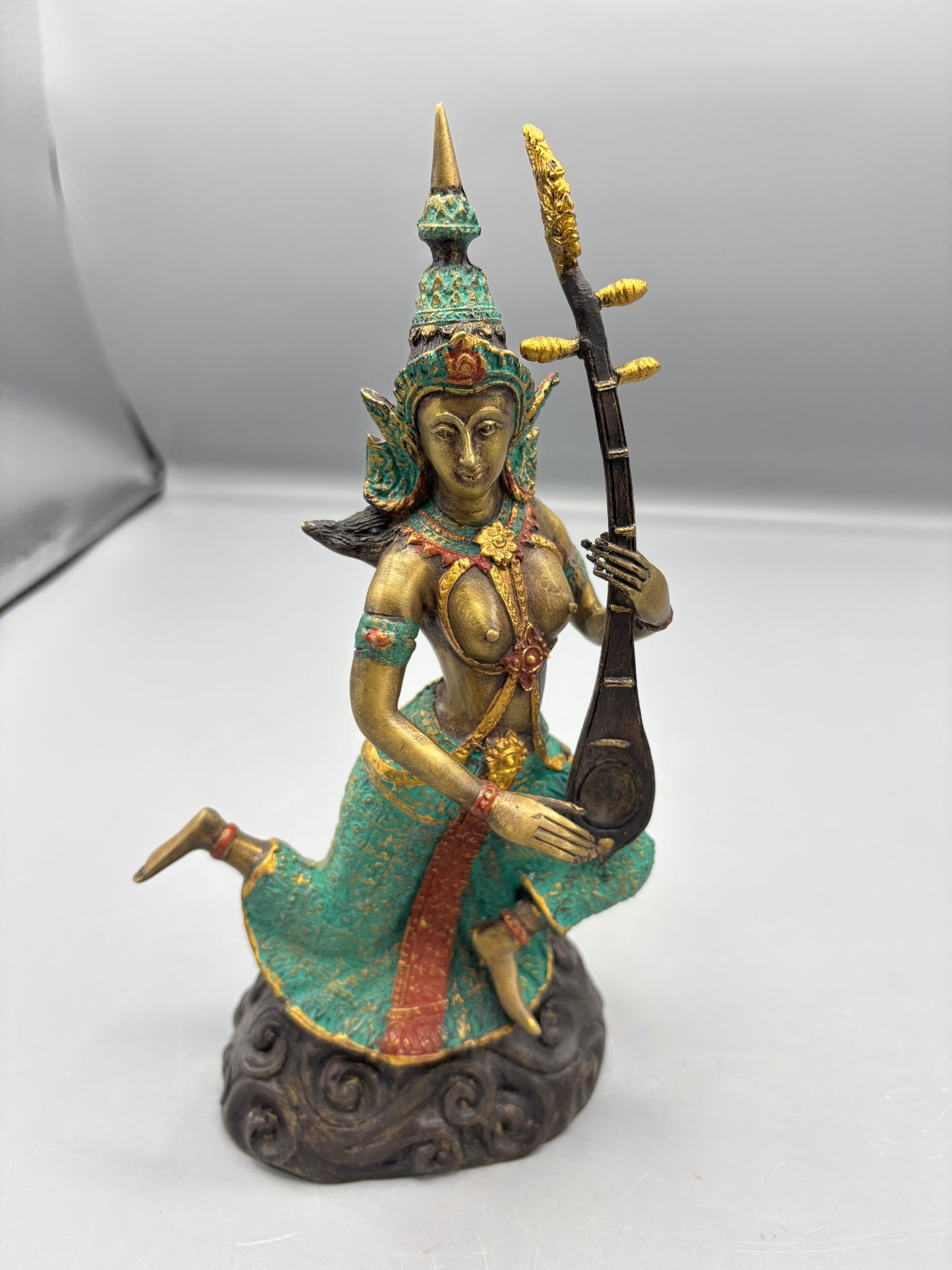 Vintage Thai painted bronze statue