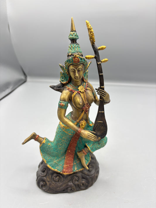 Vintage Thai painted bronze statue