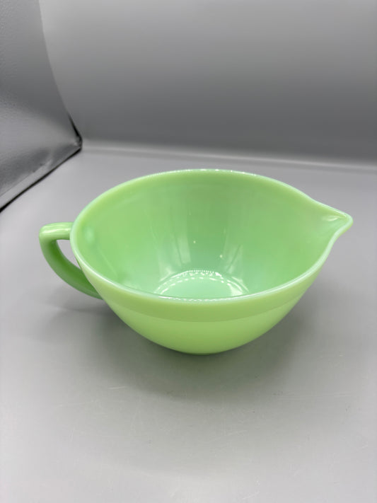 Vintage Fire King Jadeite mixing bowl with handle