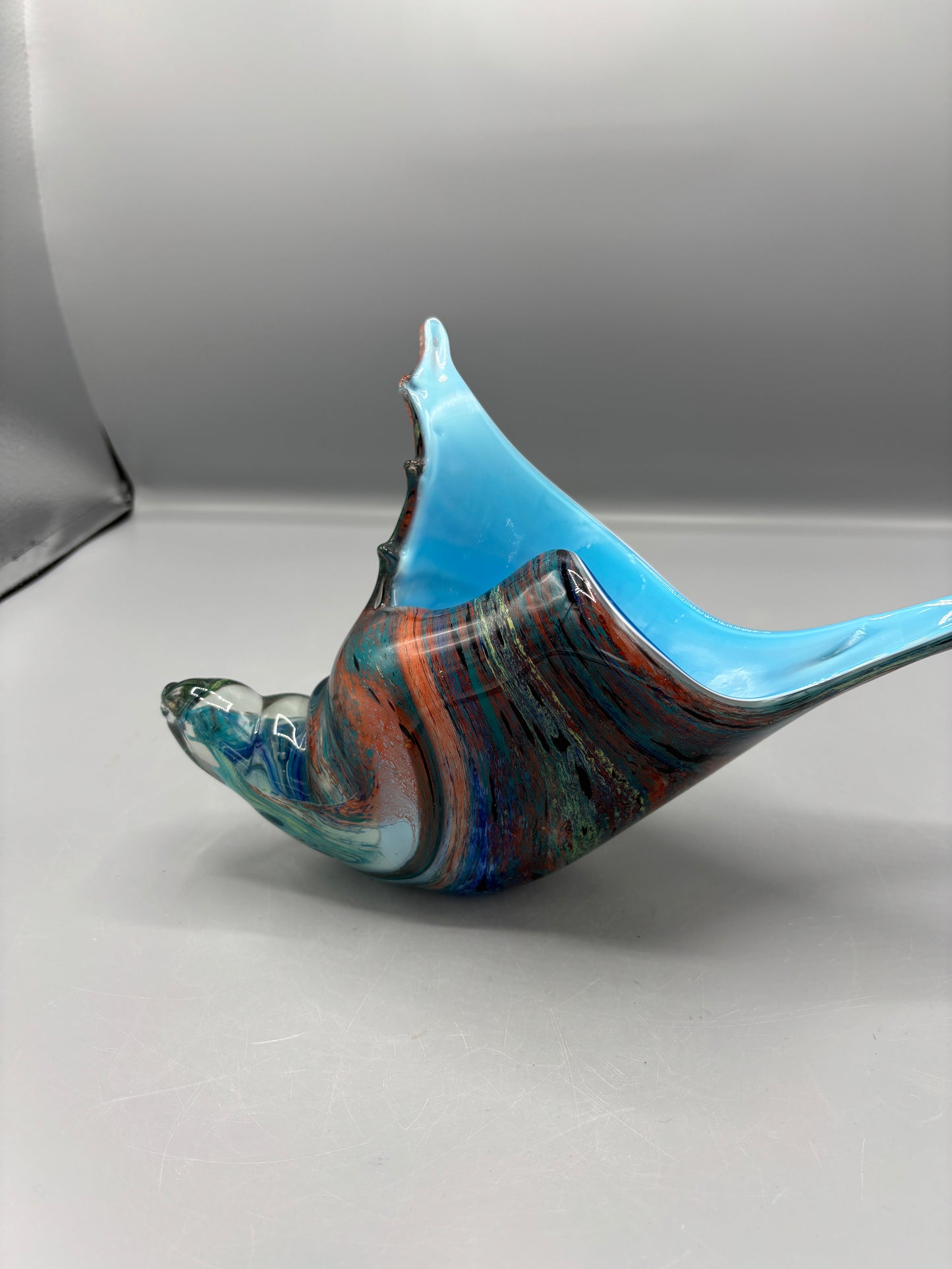 Murano art glass multi color conch shell