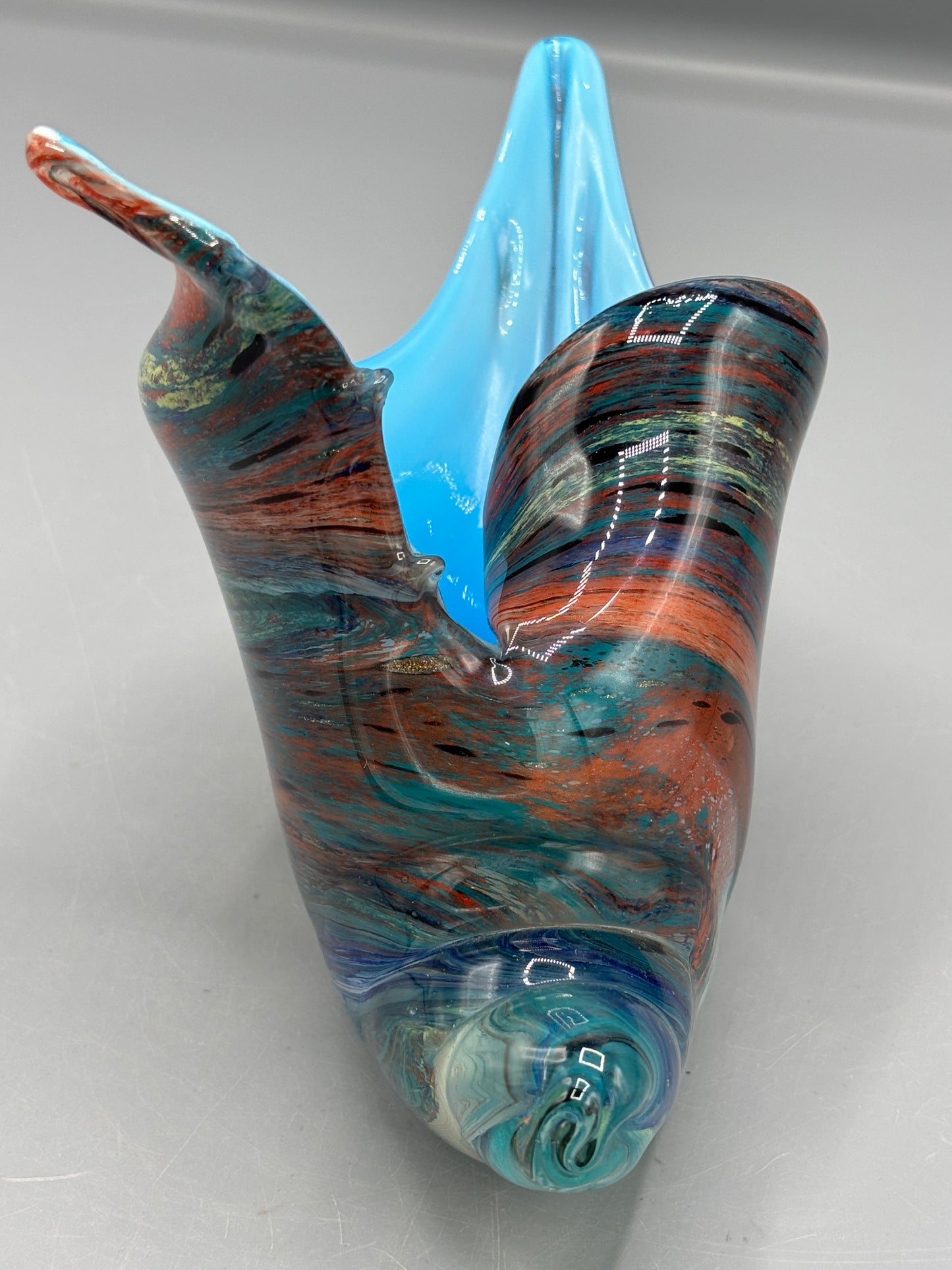 Murano art glass multi color conch shell