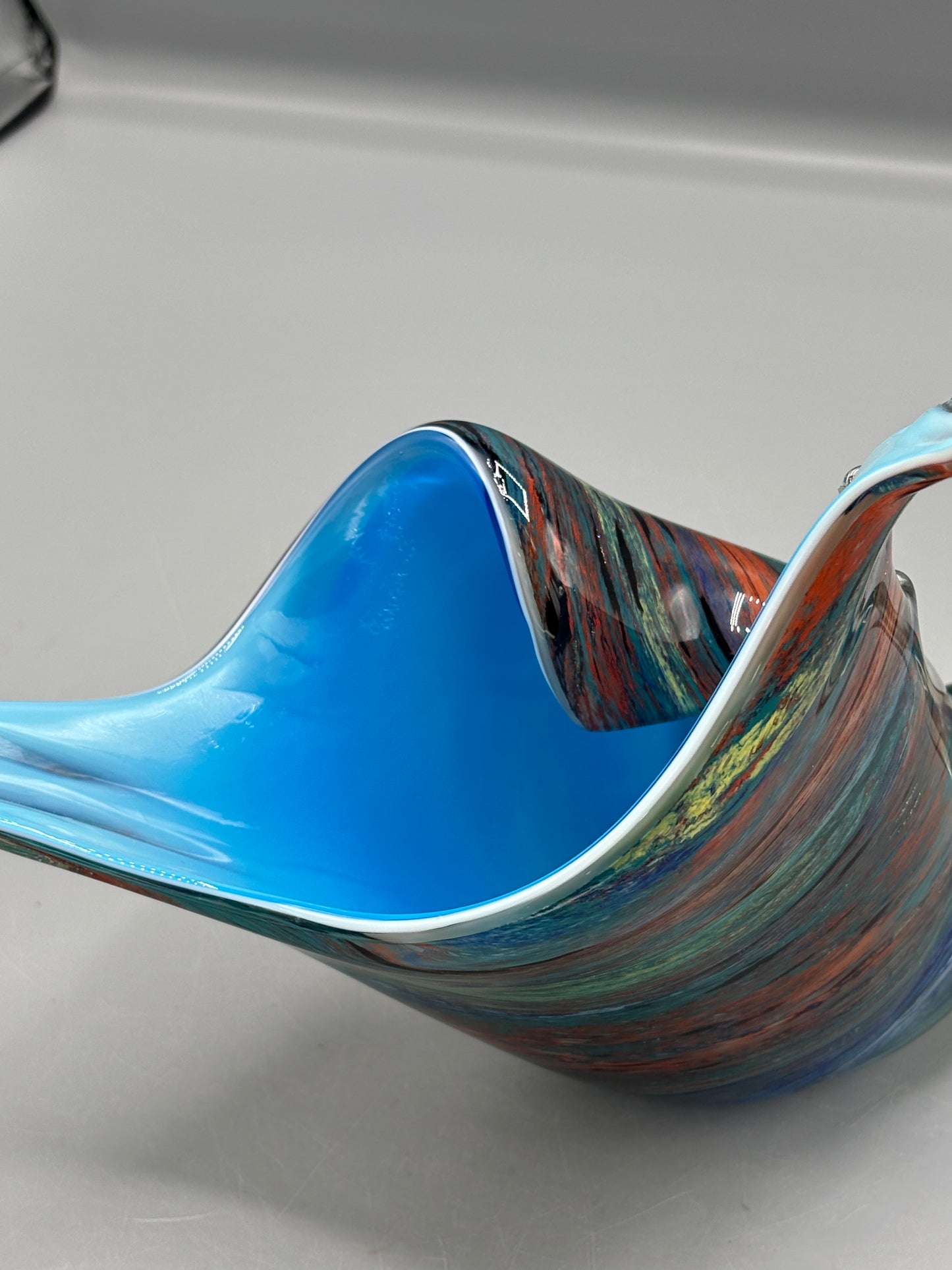 Murano art glass multi color conch shell