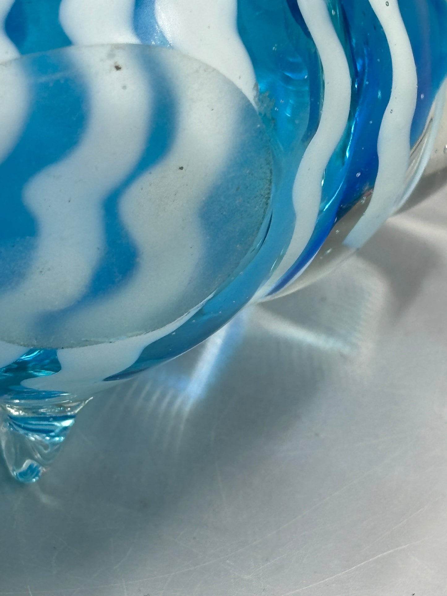 Murano art glass yellow & blue conch shell