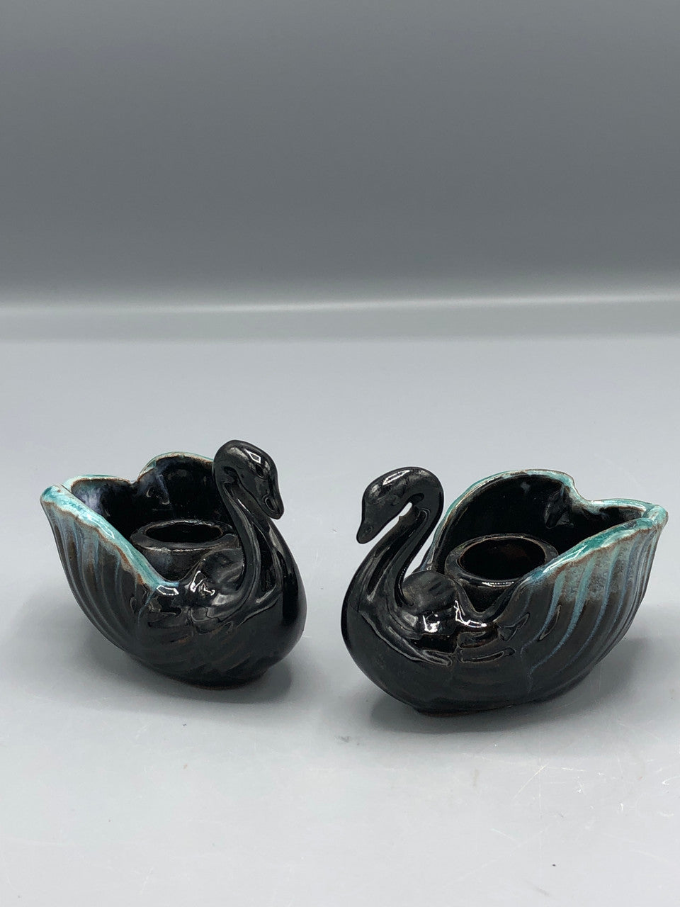 Vintage Pottery Swan Candleholders