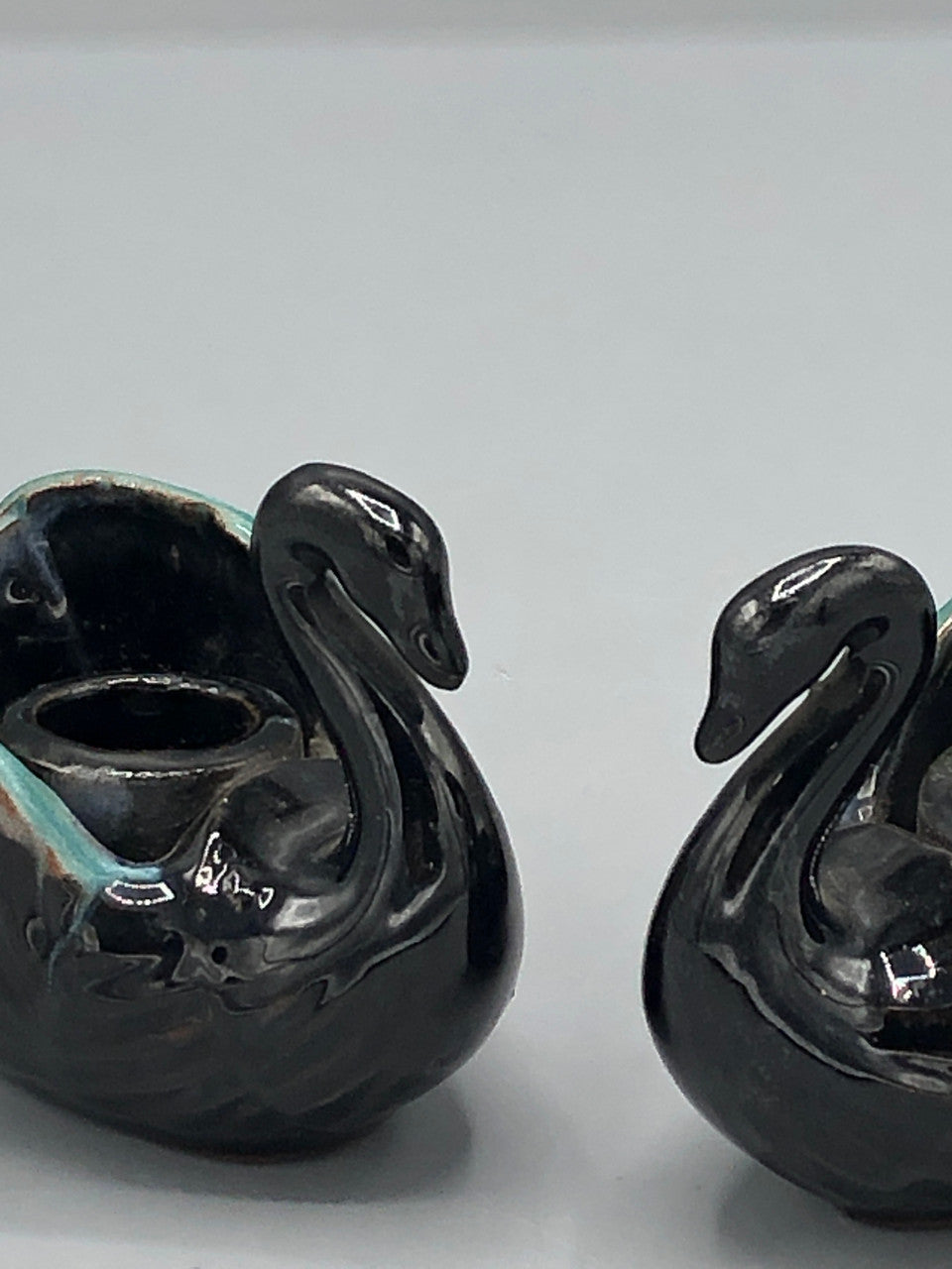 Vintage Pottery Swan Candleholders