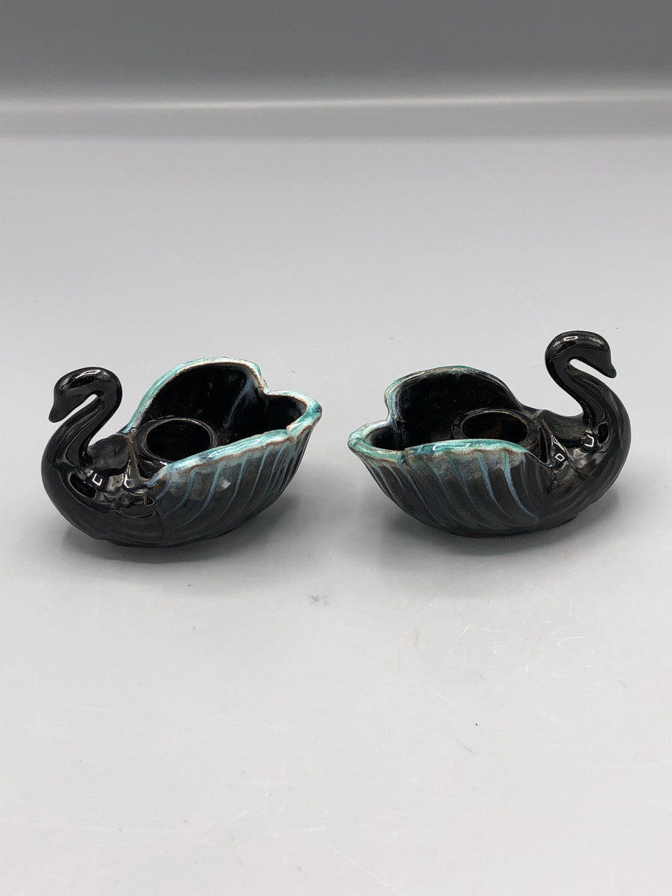 Vintage Pottery Swan Candleholders