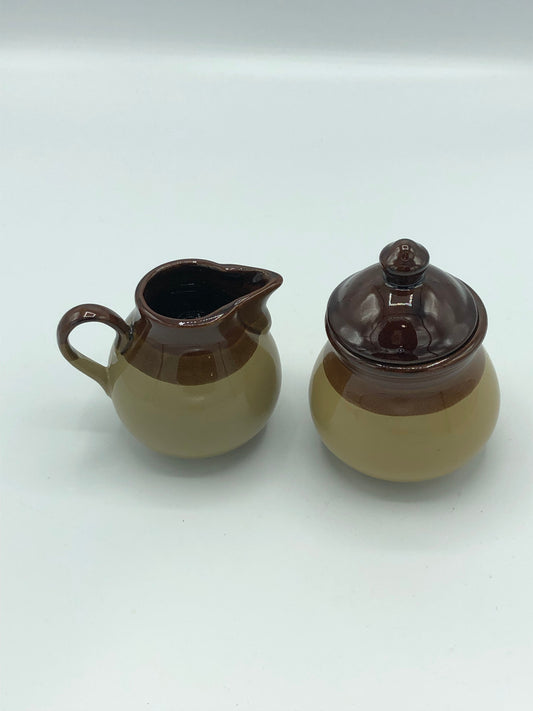 Vintage 3 tone brown Creamer & Sugar