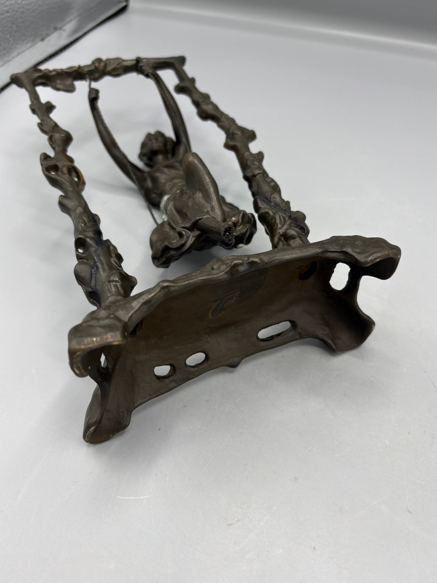 Auguste Moreau Girl on a swing bronze sculpture