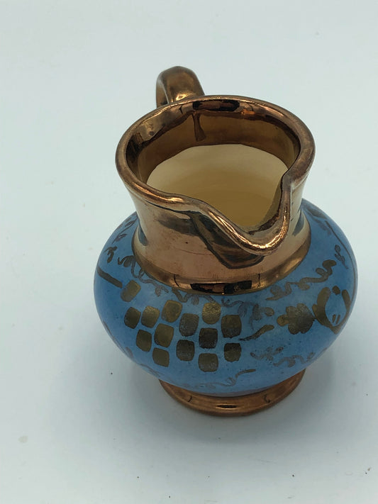 Cumbow Pottery Bronze & Blue Creamer