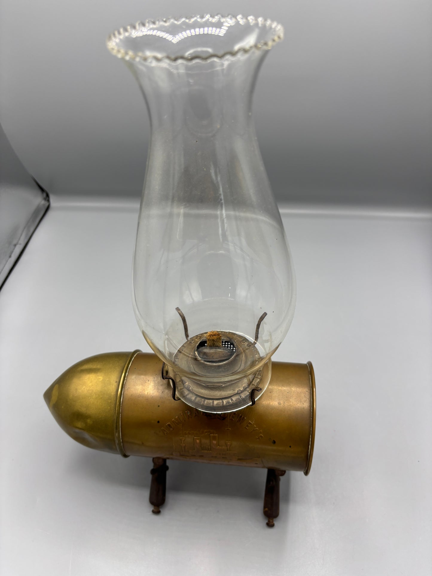 Vintage Admiral Dewey's Artillery shell oil lamp