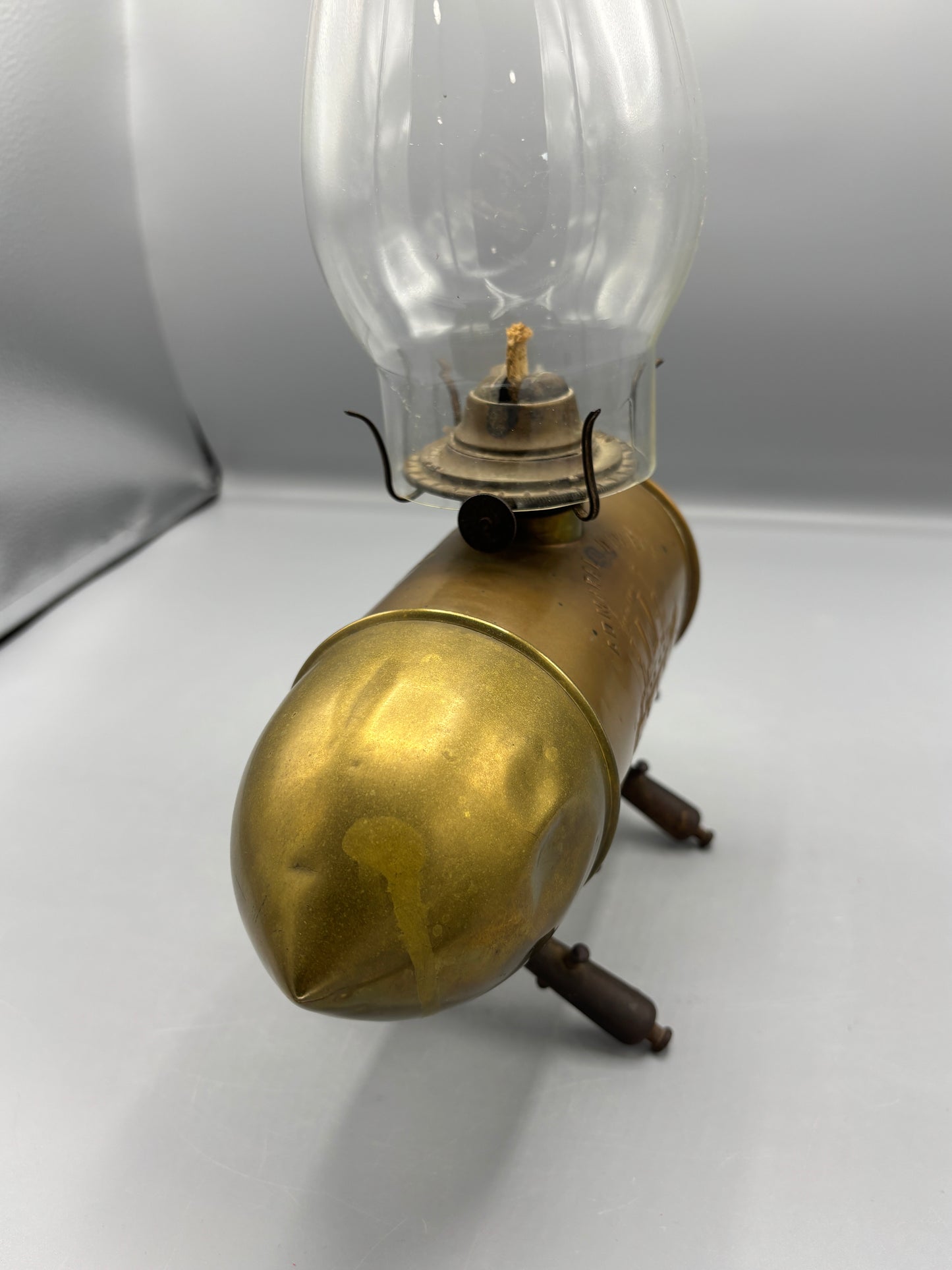 Vintage Admiral Dewey's Artillery shell oil lamp