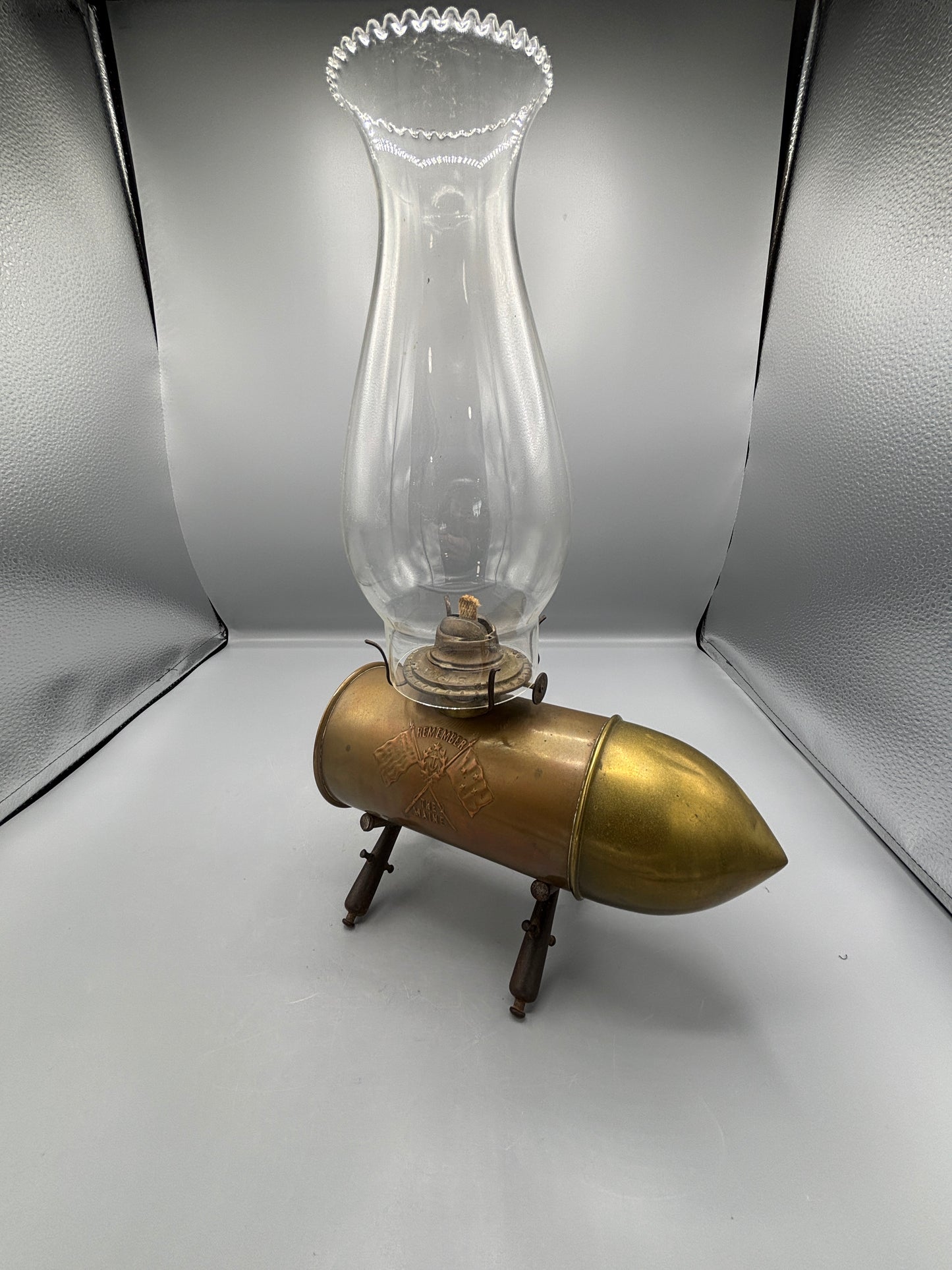 Vintage Admiral Dewey's Artillery shell oil lamp
