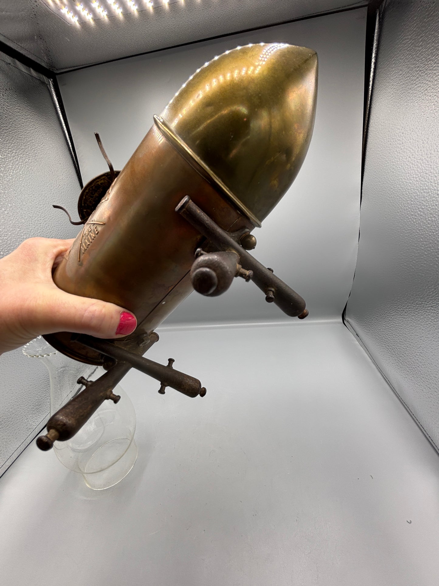Vintage Admiral Dewey's Artillery shell oil lamp
