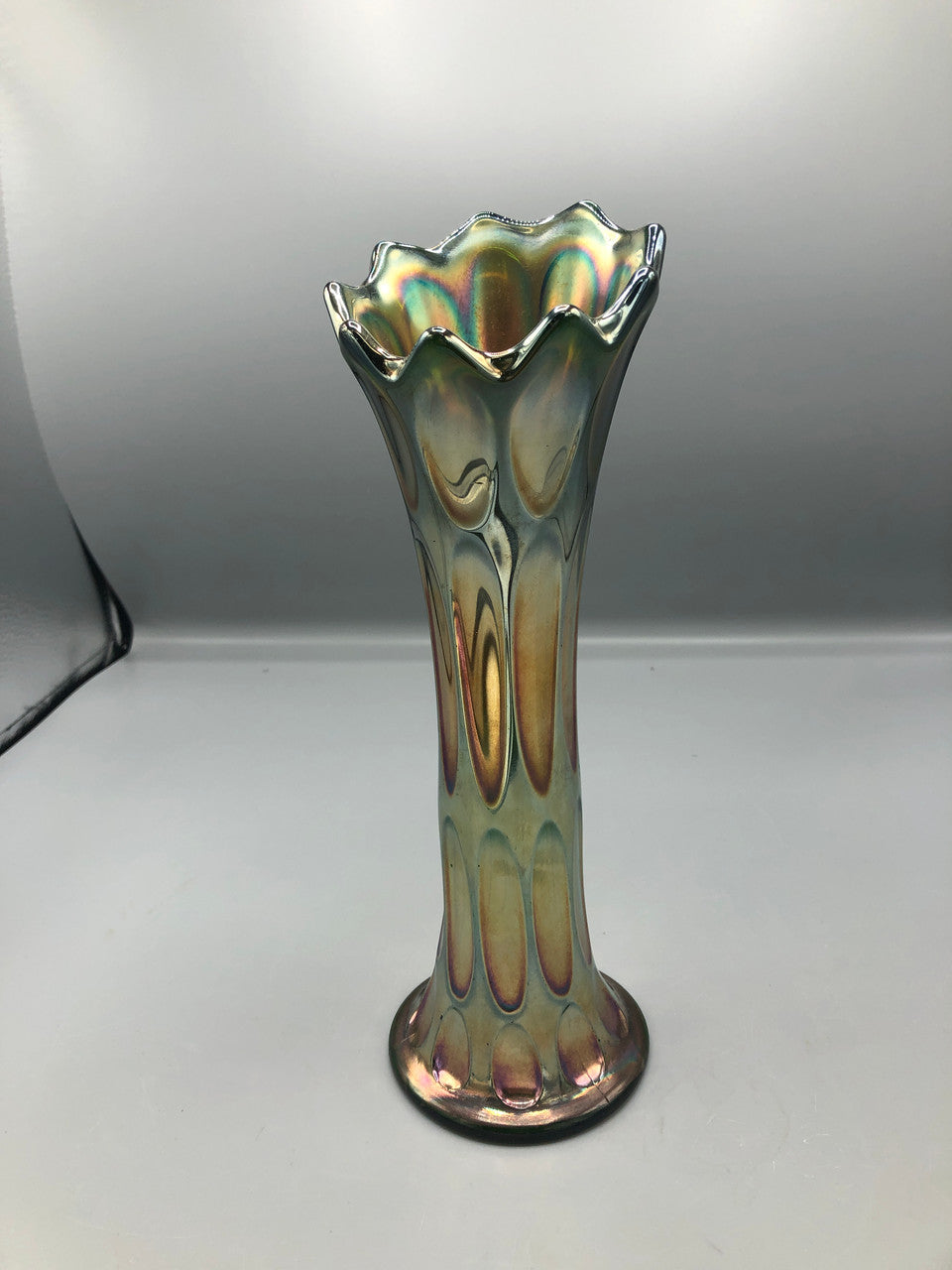 Fenton green thumbprint vase