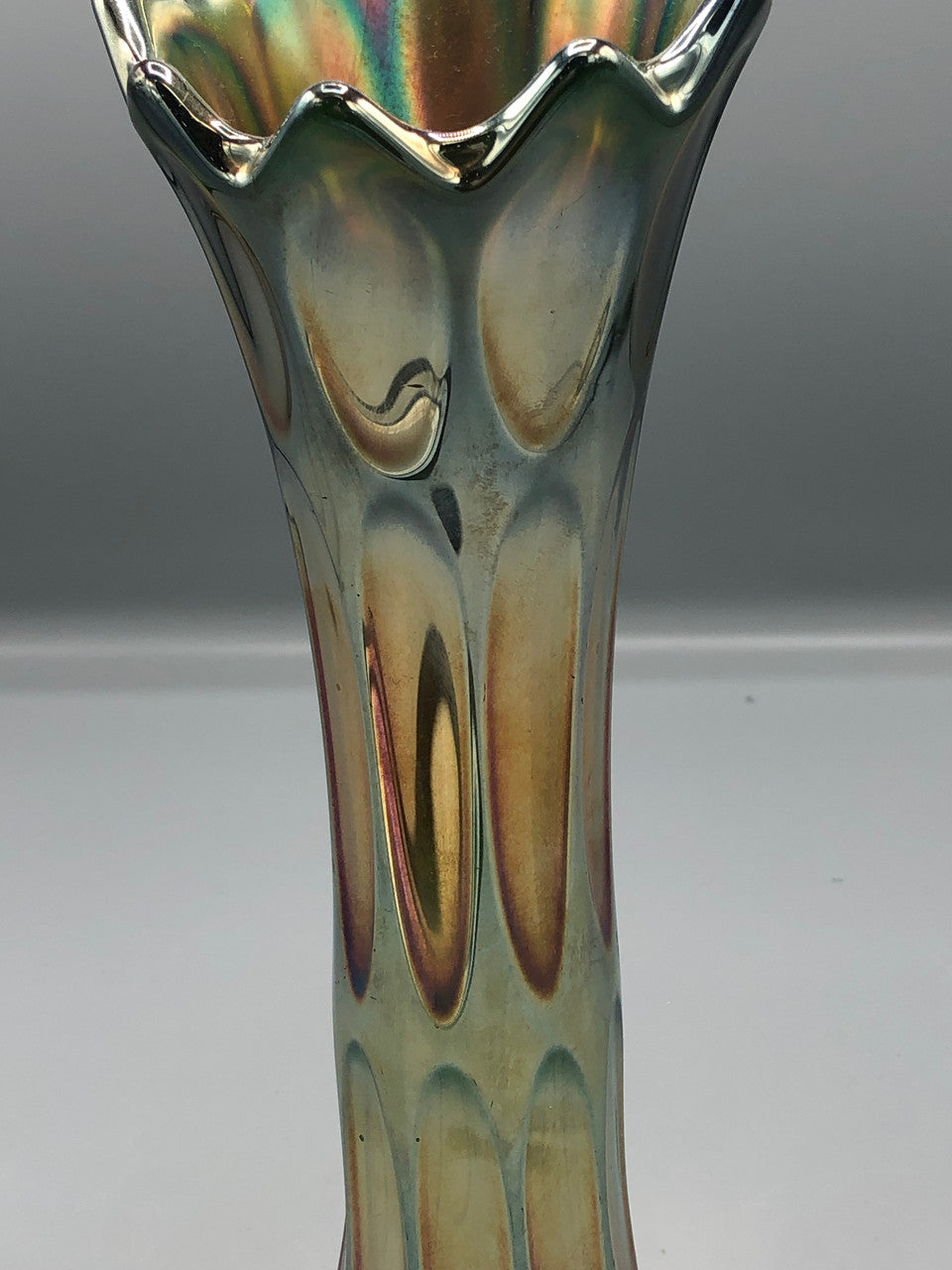 Fenton green thumbprint vase