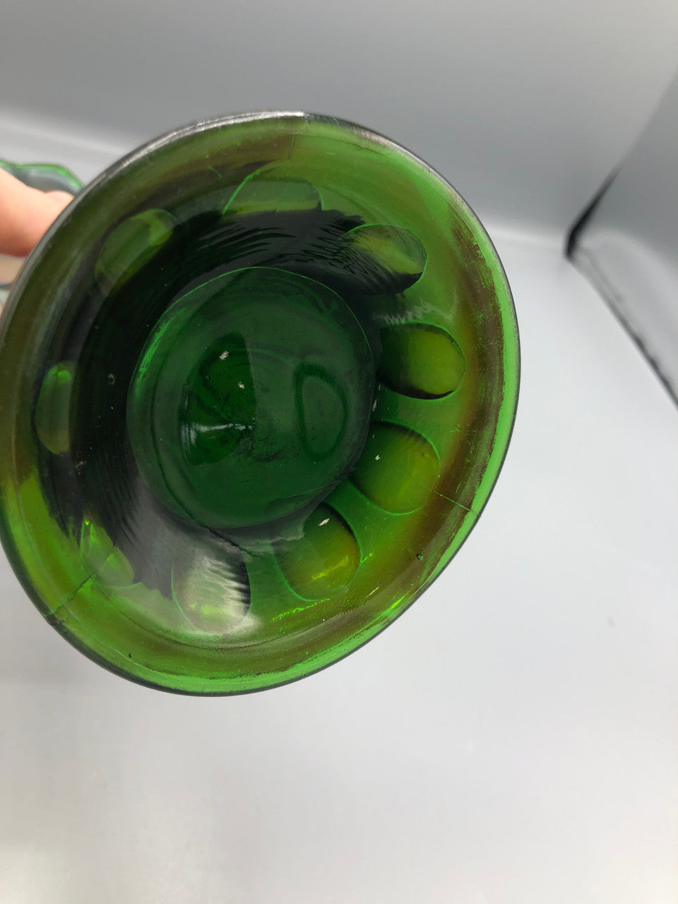 Fenton green thumbprint vase