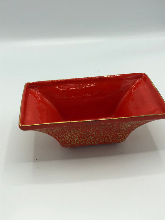 Red & Gold Ceramic Planter